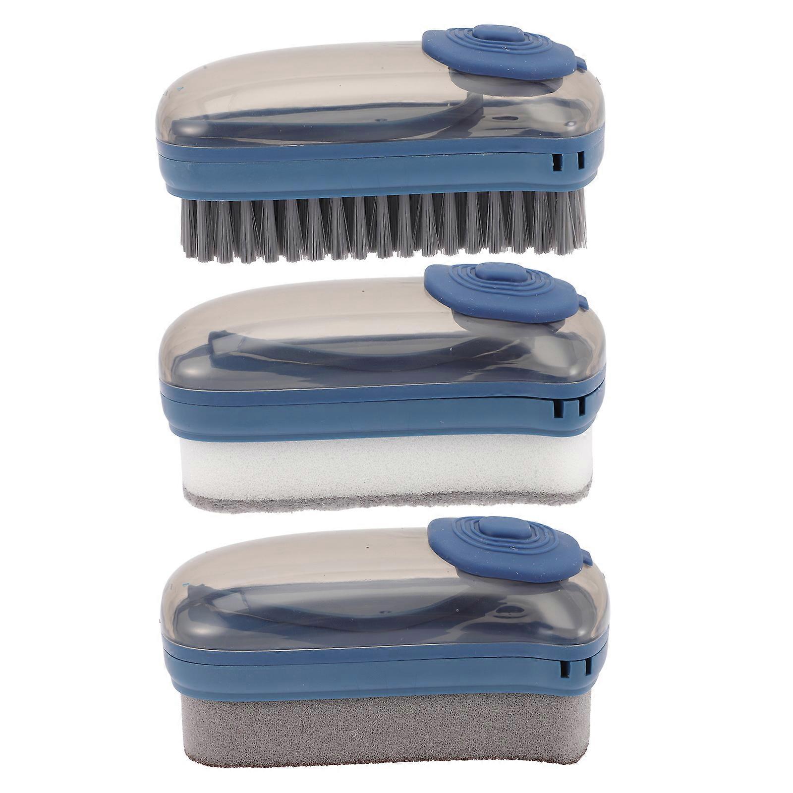 Household Clothes And Shoes Brush Rectangular Multi-Functional Dirt Removal Blue 3Pcs