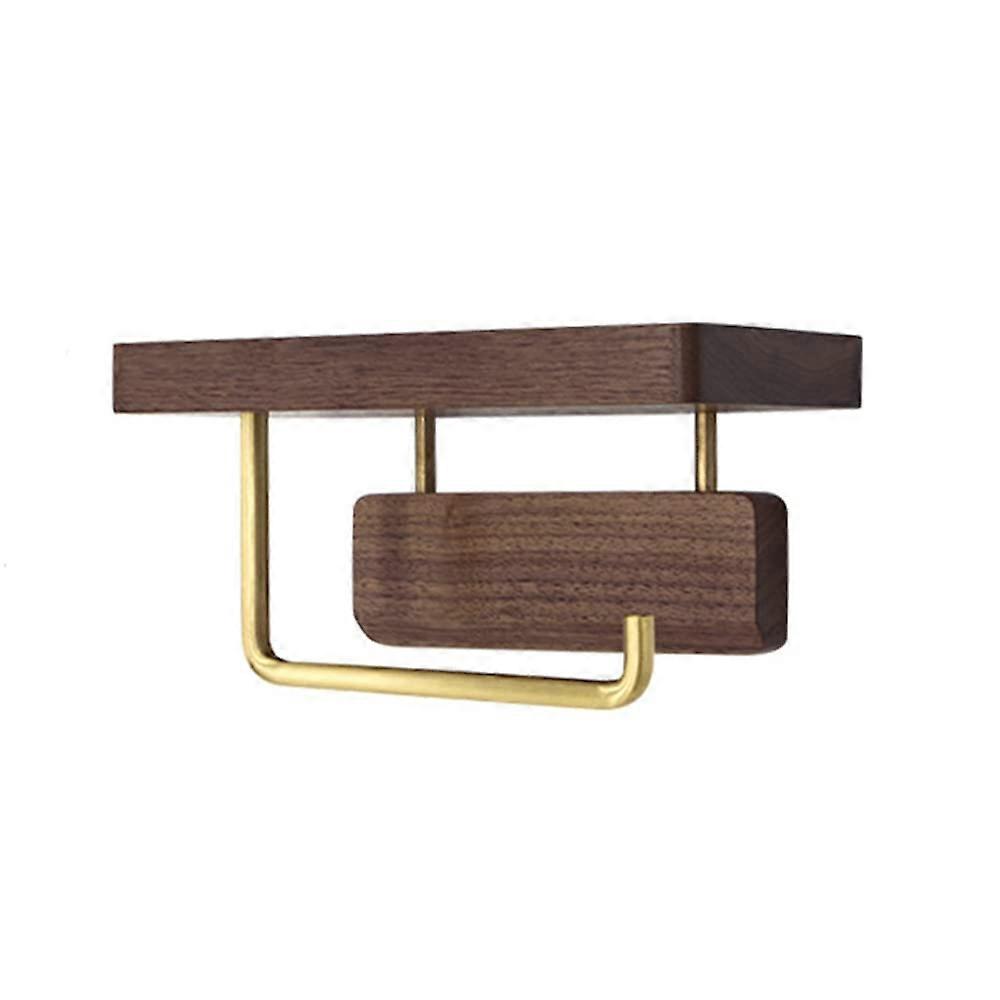 Wallmounted wooden paper towel holder with shelf, Black Walnut 18 cm