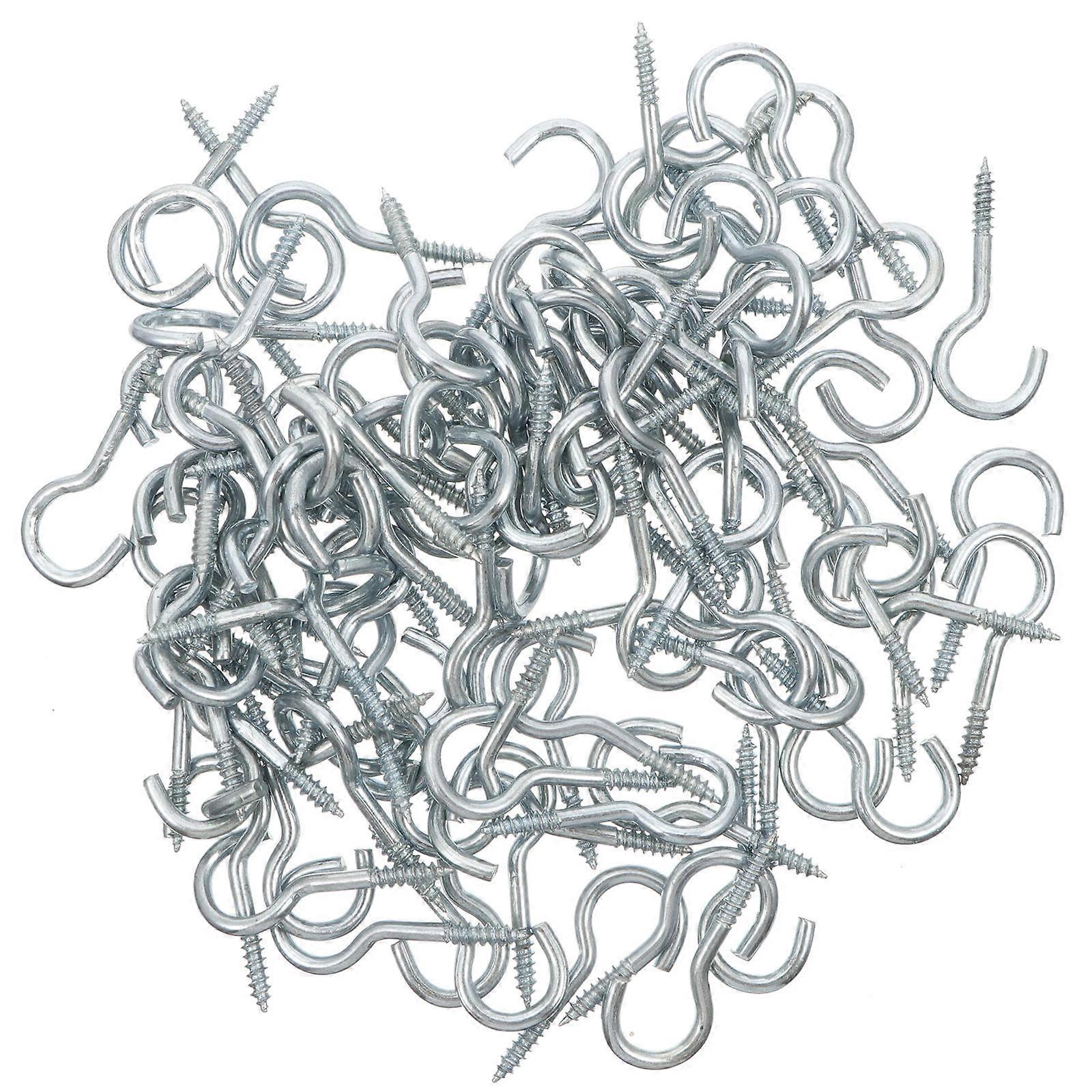 100pcs Self Tapping Ceiling Hooks, Carbon Steel Screw In Hanger Hooks for Hanging Lights, Curtains & Planters, Ideal for Home Decor