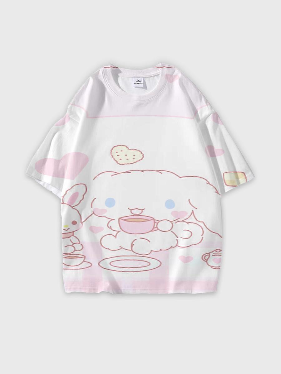 T-shirt round neck Pattern loose short sleeve JW1054