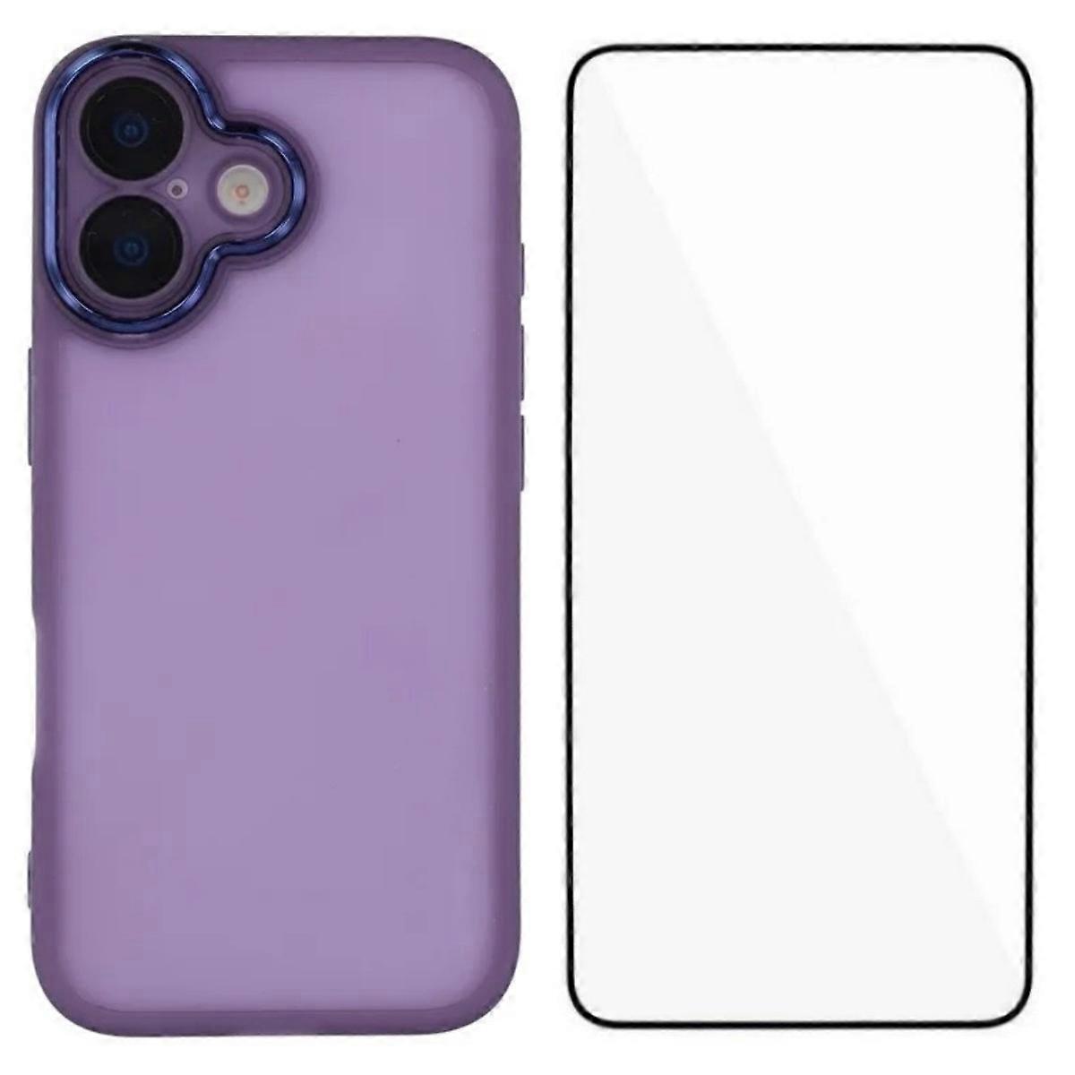 Compatible For iPhone 17 TPU Case WANLONFENG DKSM Series Electroplated Frame Back Cover with Tempered Glass