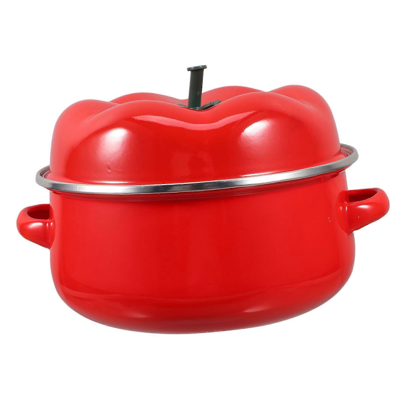 Tomato Pot Ceramic Enamel Kitchenware Cooking Pot Induction Pot Deep Pot for Cooking Small Enamel Pot Soup Pots with Lid Japanese Pot Red