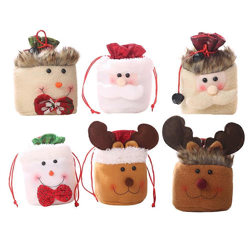 Reusable Snack Bags Christmas Bags Adorable present Bags Kids Candy Storage Bag Assorted Color 13x10x1.5cm Christmas Party 6Pcs
