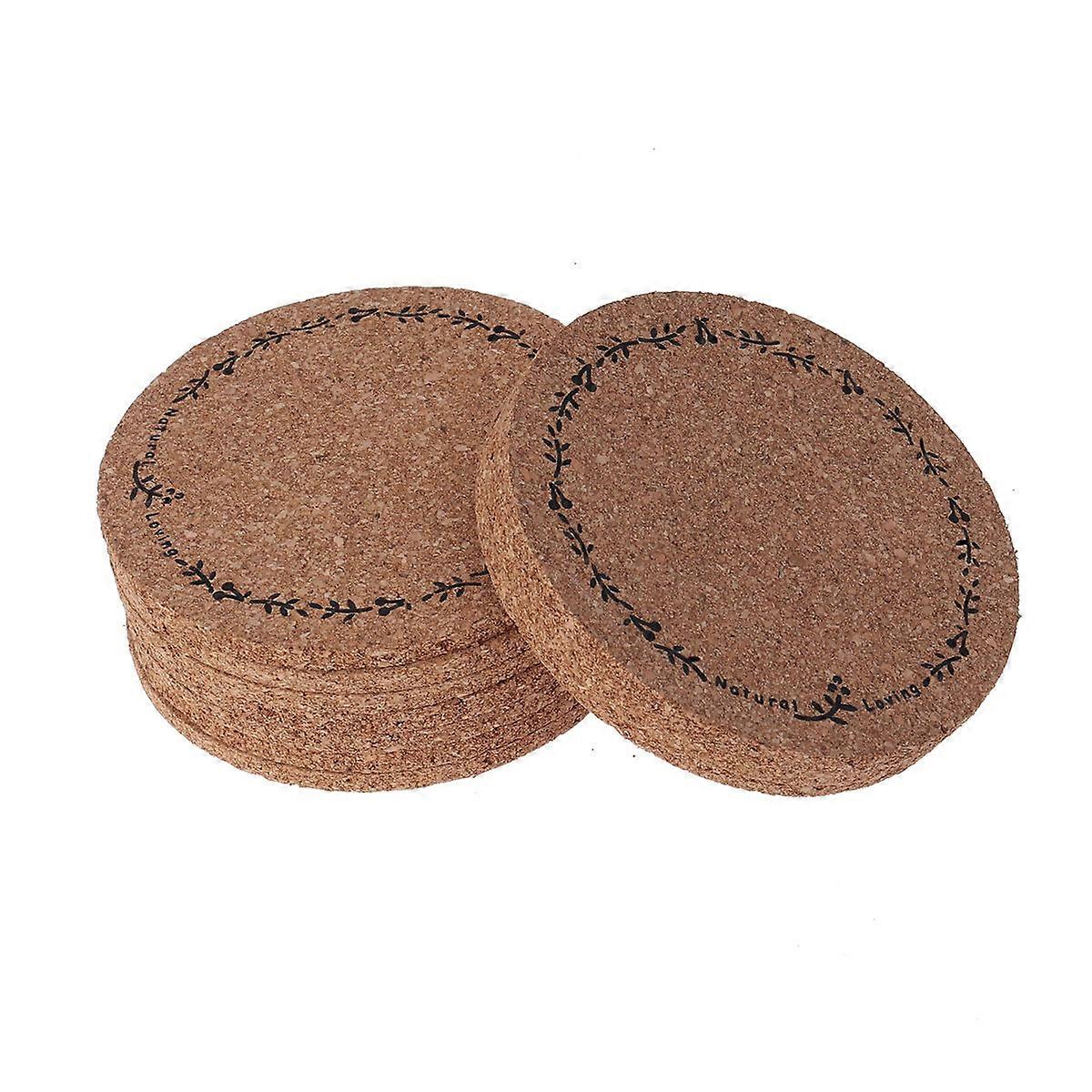 Cup Mats For Drinks Cork Coasters Stain Resistant And Heat Resistant 10CM Round Shape For Tableware 10PCS