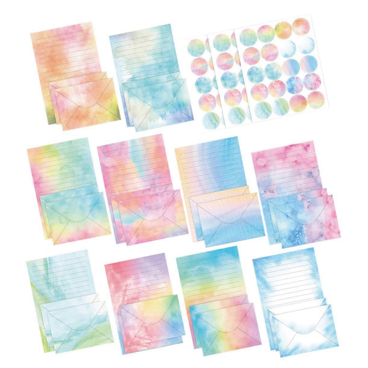 1 set watercolor stationery and envelopes, decorative writing supplies for invitations, creative notes, and  messages.