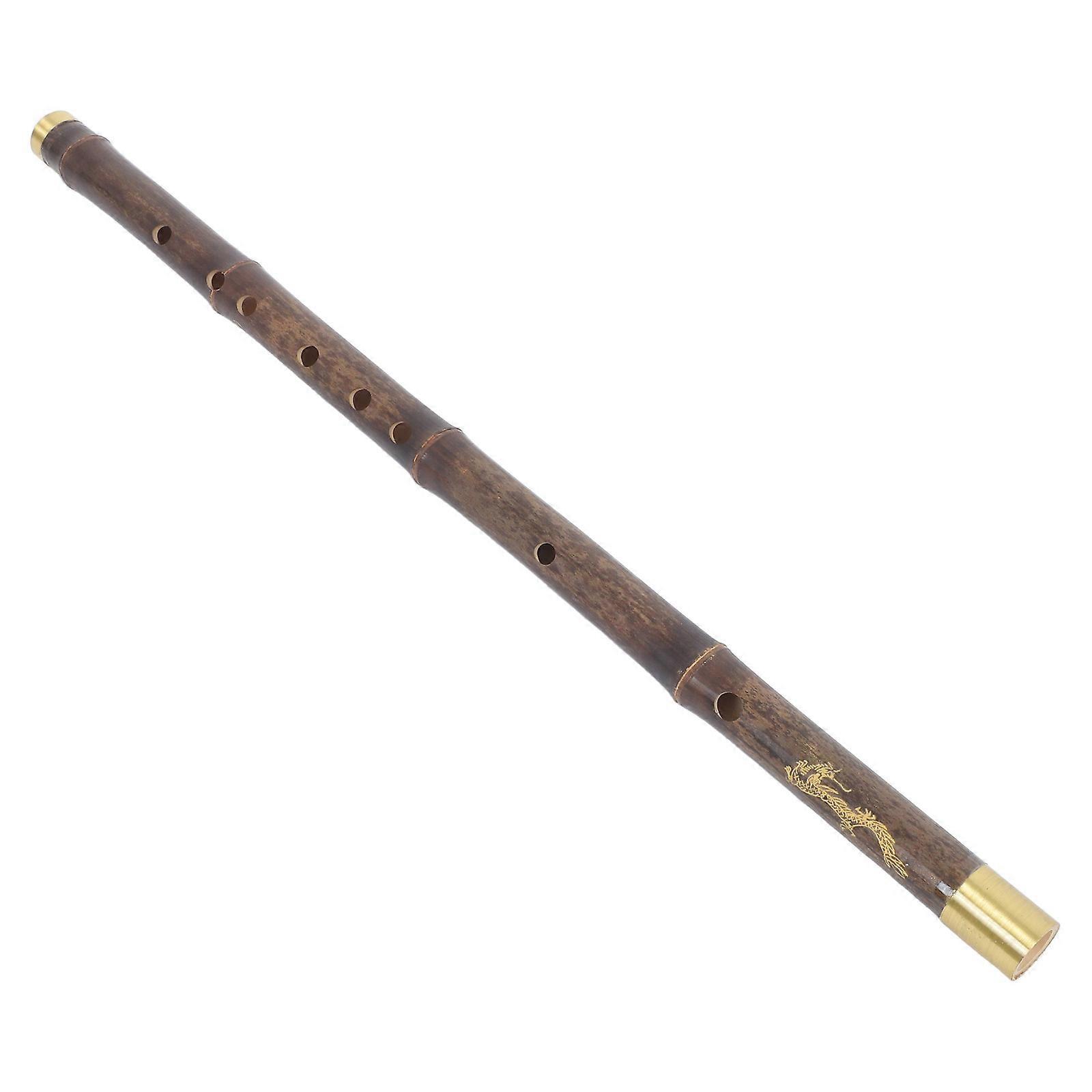 Chinese Bamboo Flute Dizi with Dragon Design Professional Recorder for Music Students, Traditional C Key Instrument for Beginners, Vintage Style