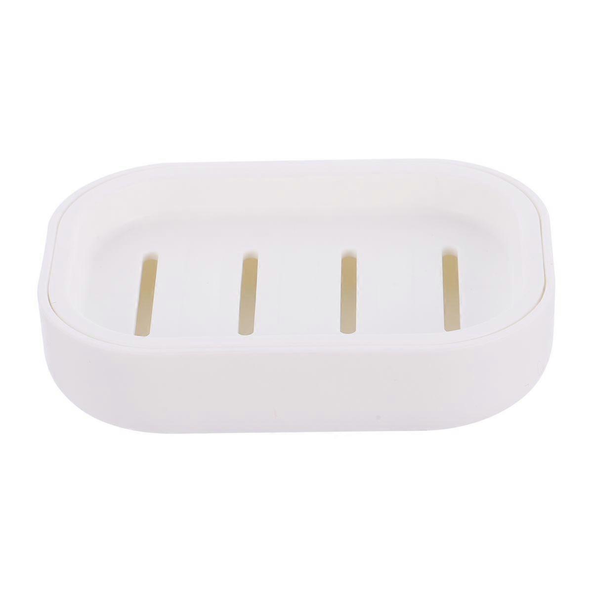 White Double Layer Soap Box for Soap Storage with Draining Basket on Bottom 2pcs