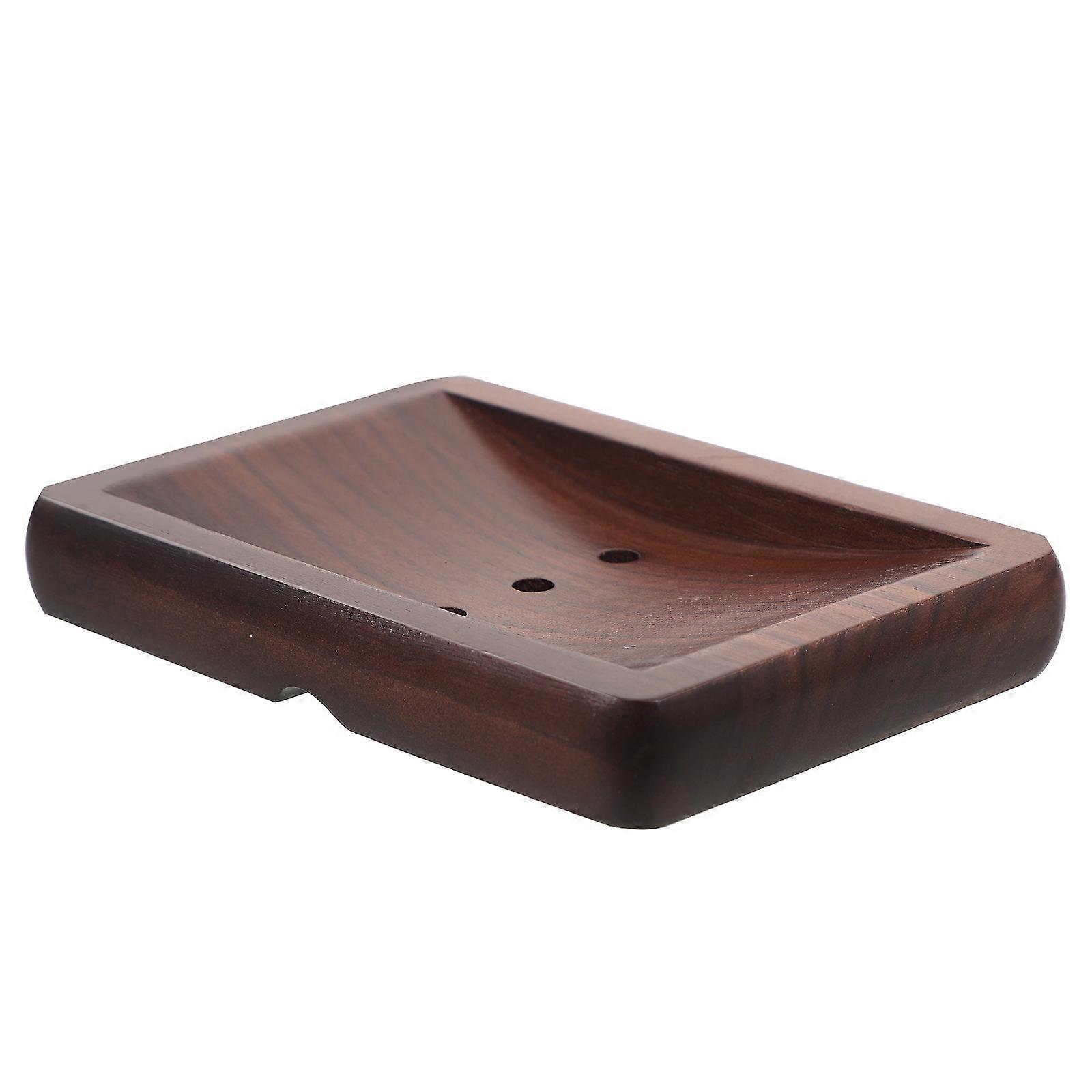 Wooden Soap Dish Holder for Storage Use with Strong Bearing Capacity Brown Wood 7.5 x 3.5 x 1.5 Inches