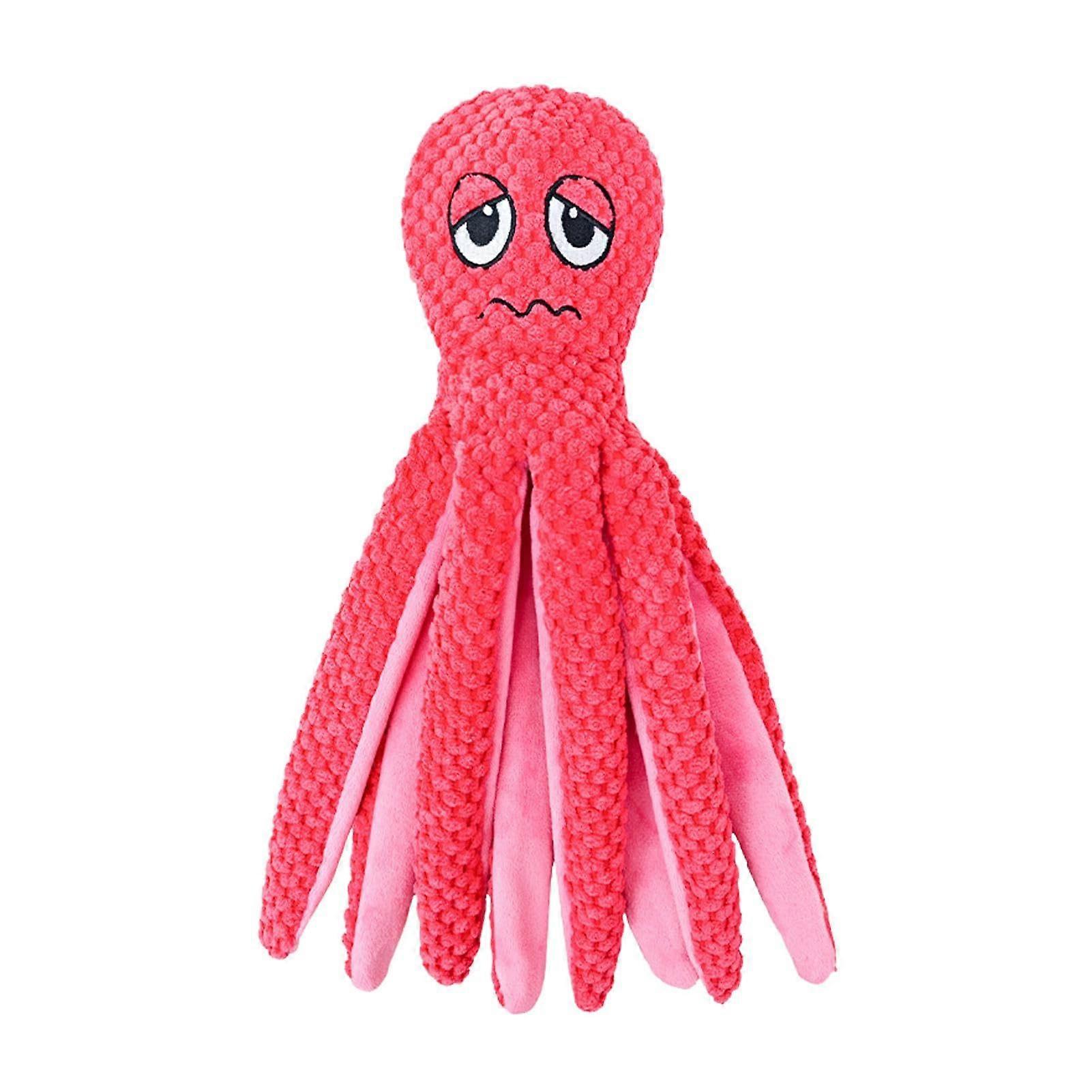Squeaky Octopus Dog Toy, Interactive Squeak Toy – Lively and Cute Octopus Dog Toy with Various Sound Effects, Red