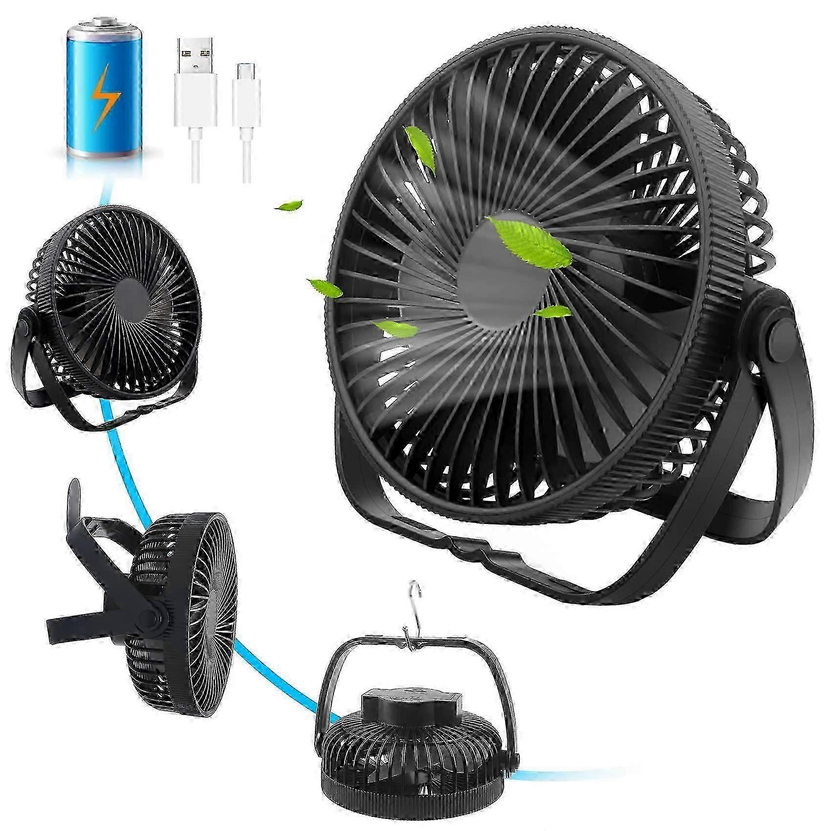 USB Rechargeable Desk Fan, Silent Mini Fan with 3 Speeds & 360 Rotation