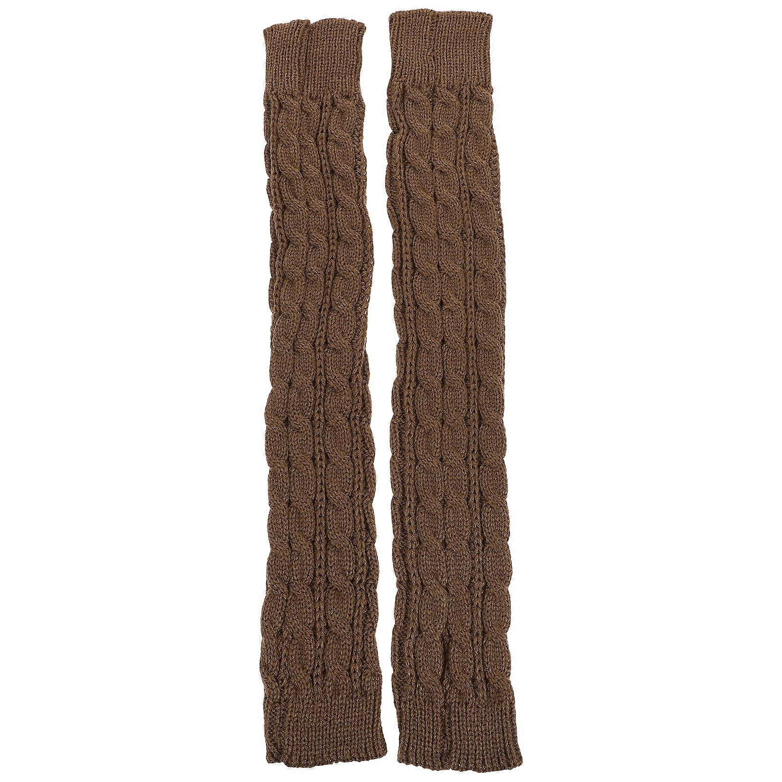 Arm Sleeves Long Fingerless Warm for Winter Men Women Daily Use Khaki Simple Design 1 Pair