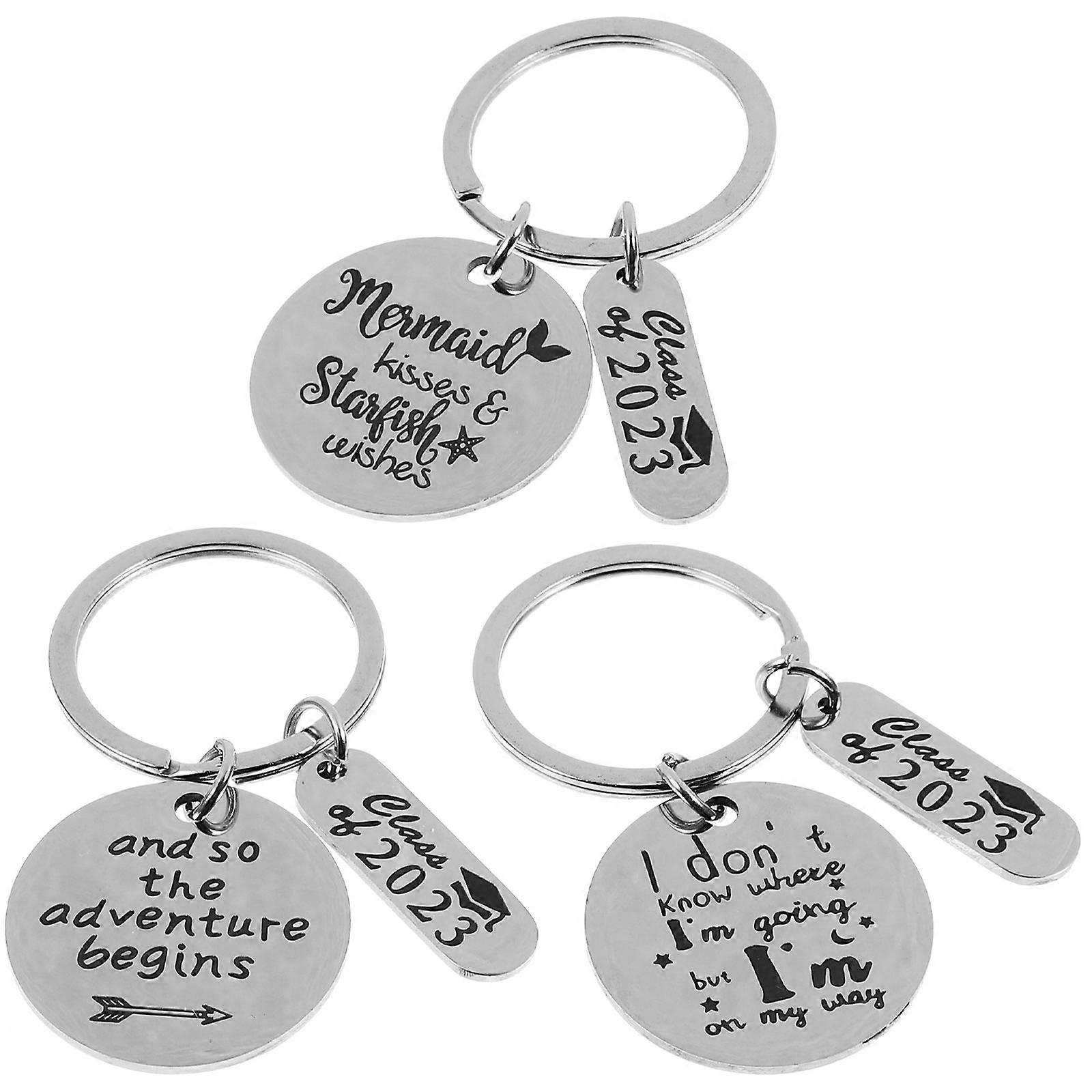 Stainless Steel Number Key Chain Classmates Present Simple Ring Design 3Pcs