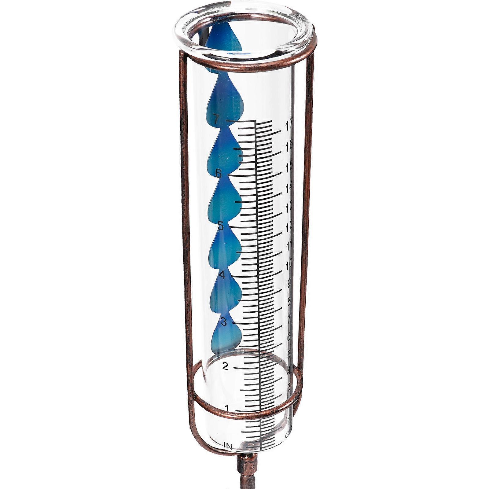 Rain Measure Gauge For Garden Frost-Proof Decorative Copper Glass 1Pcs