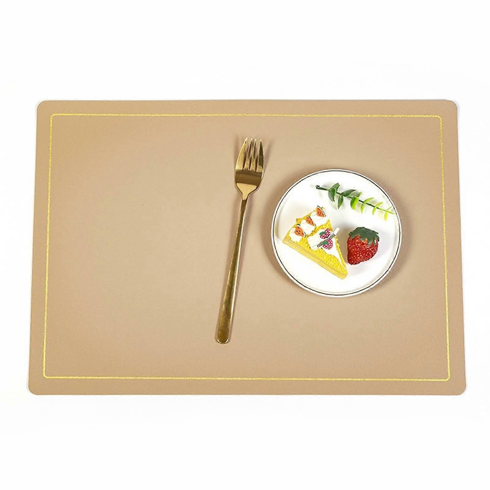Rectangular Placemats Set of 6, 43 x 30 cm Light Khaki Heat-Resistant Wipe-Clean Dining Table Mats for Kitchen and Home