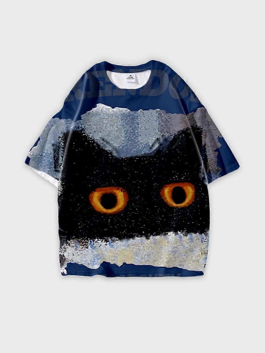 T-shirt girocollo Cartoon Pattern manica corta sciolta B1897