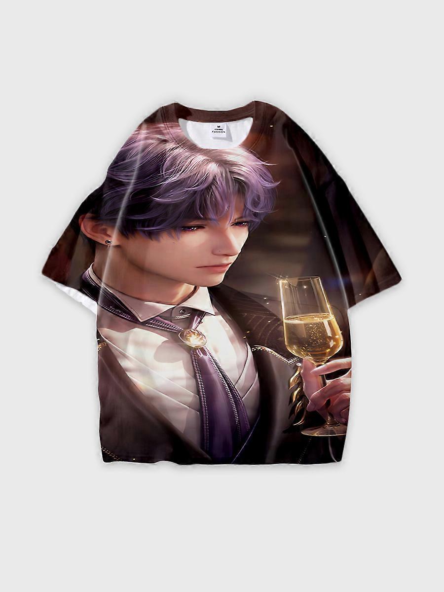 T-shirt round neck Role Pattern loose short sleeve B441