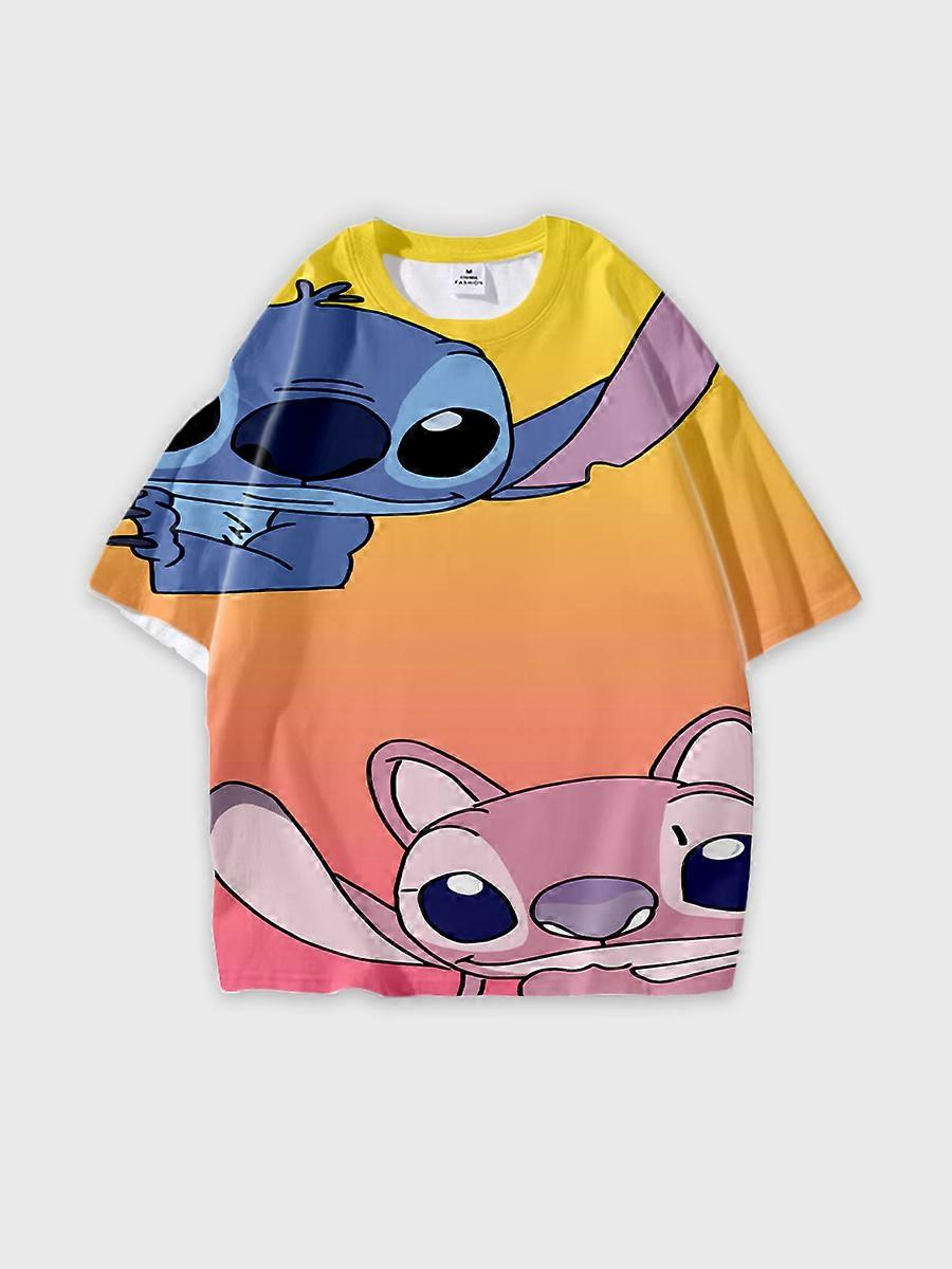 T-shirt girocollo Cartoon Pattern manica corta sciolta D2962