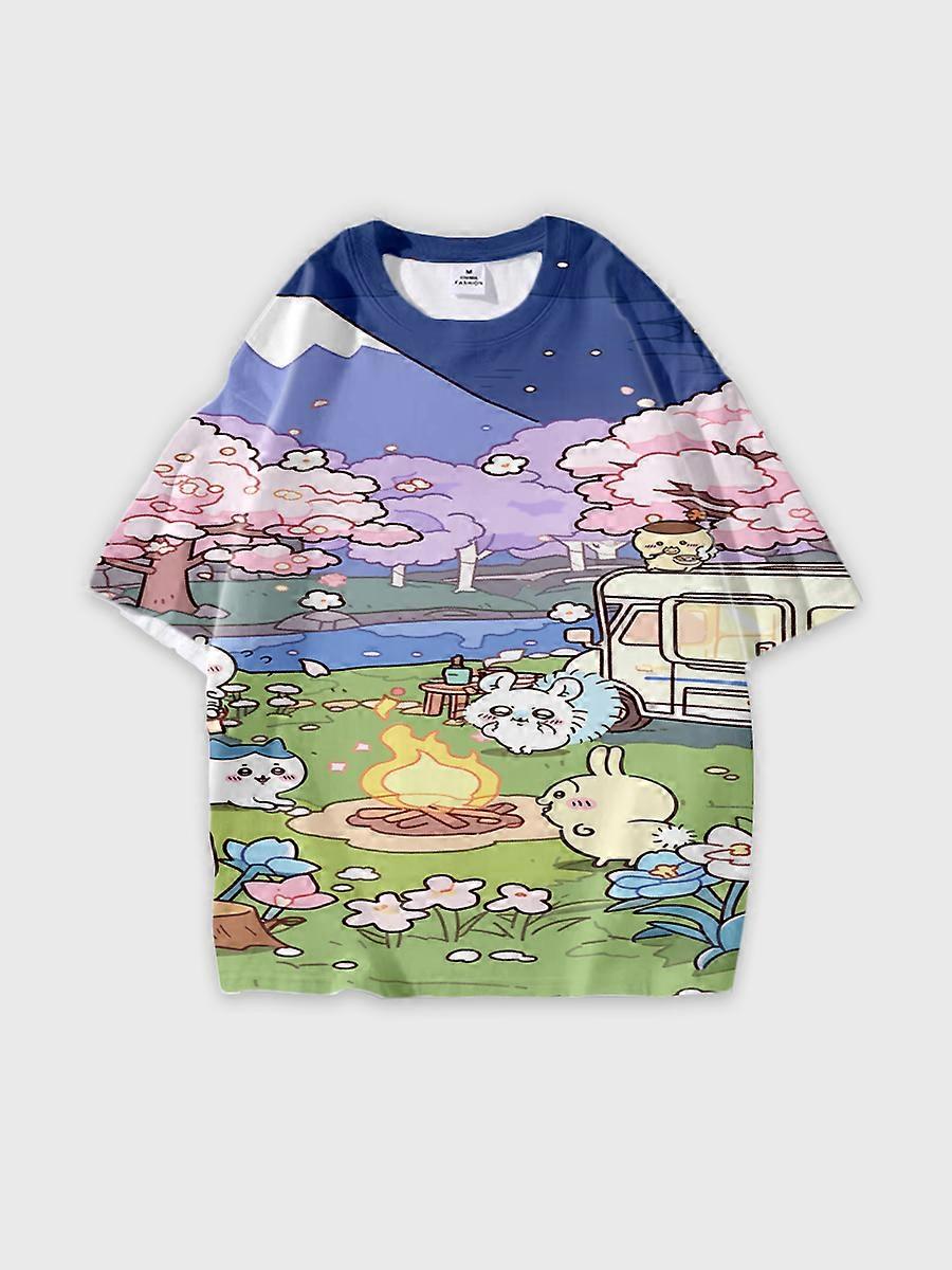 T-shirt round neck Cartoon Pattern loose short sleeve G33