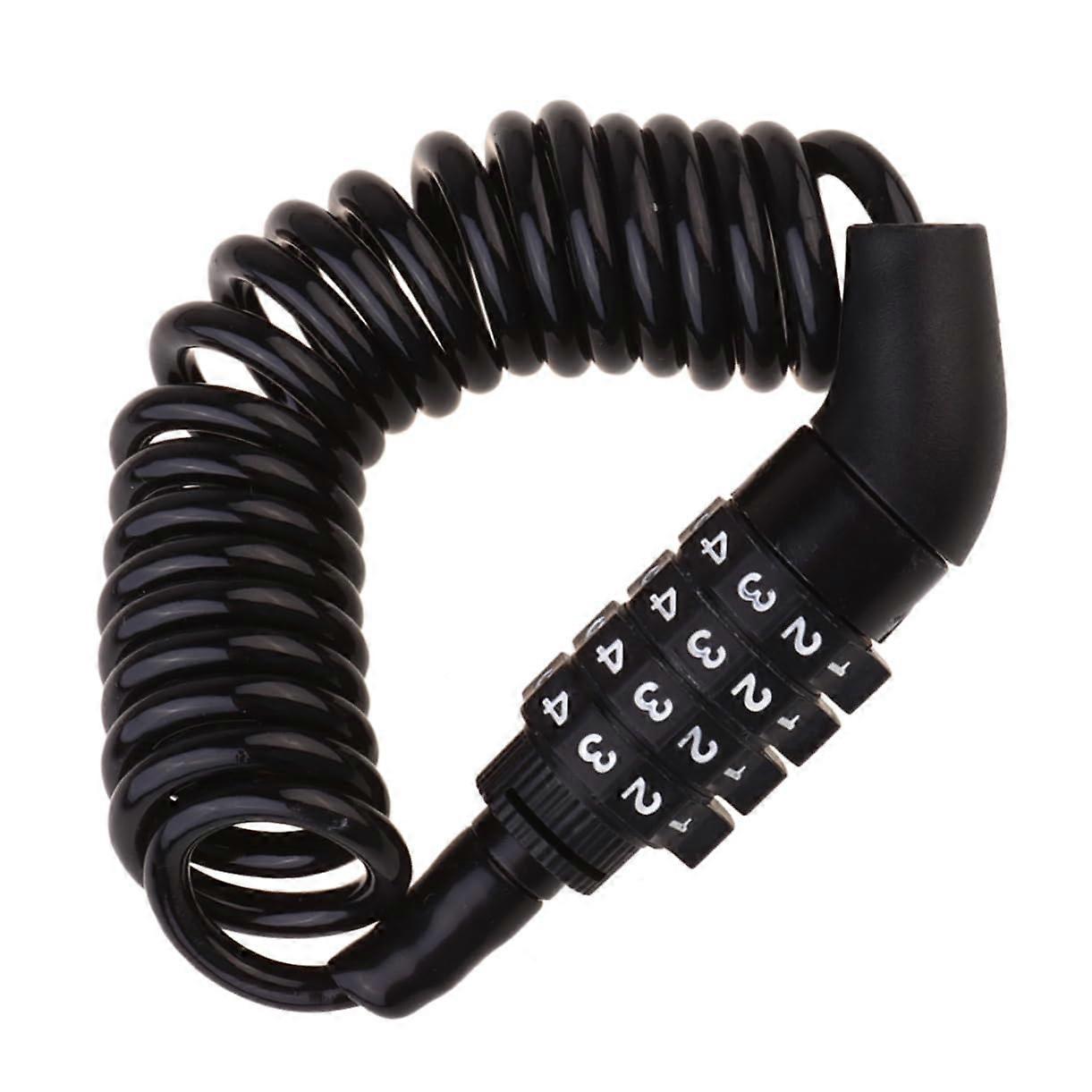 1 piece bike lock with theftproof lock for helmet and luggage, 4digit password, portable security lock, black