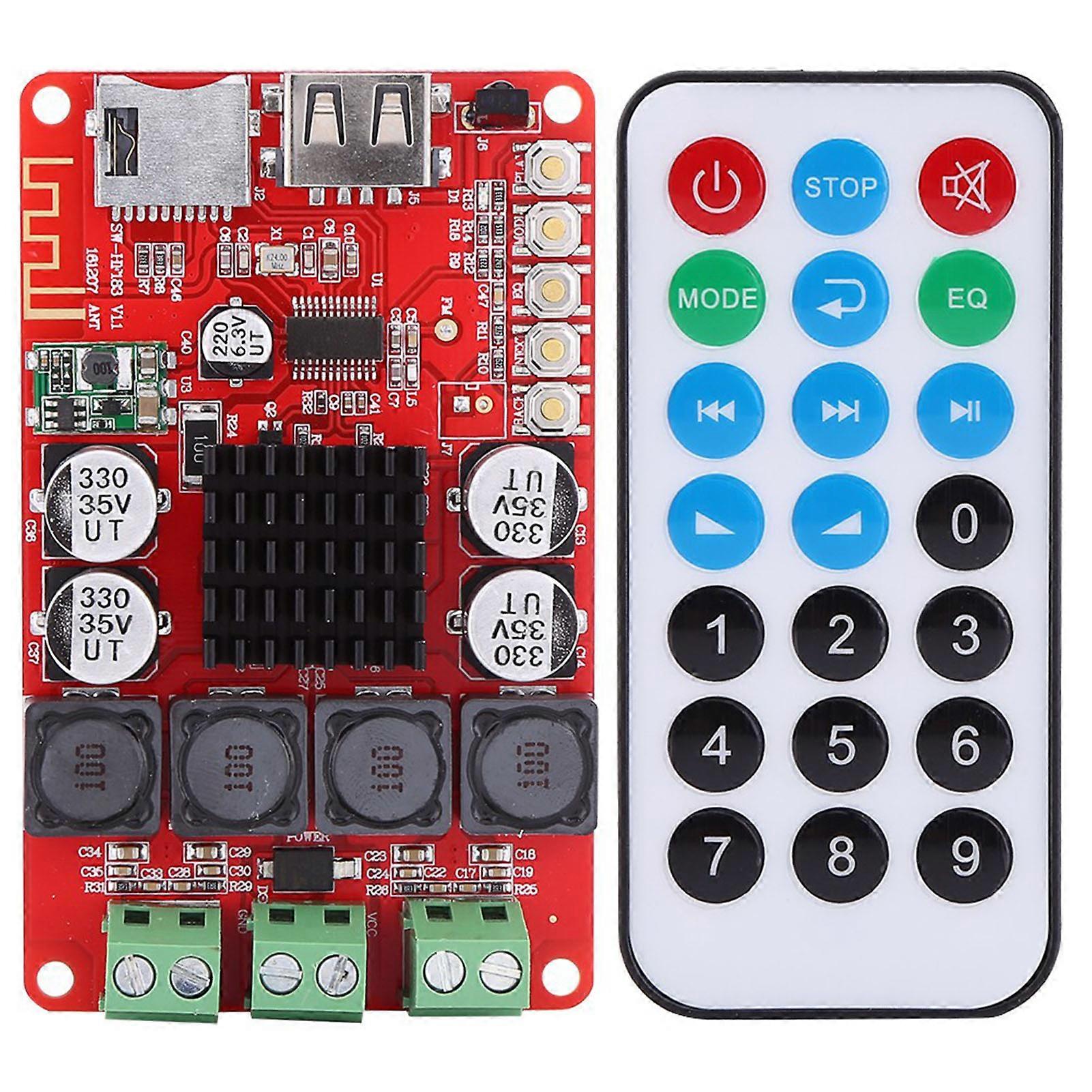 50W+50W Portable Bluetooth o Receiver Amplifier TF Card Decoder with Remote Control