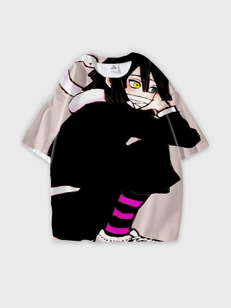 T-shirt round neck Character Pattern loose short sleeve P619