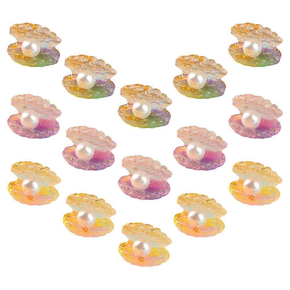 Glow in the Dark Shell Statues with Pearl Decoration – 16pcs DIY Craft Charms for Fish Tanks & Ocean Themed Projects