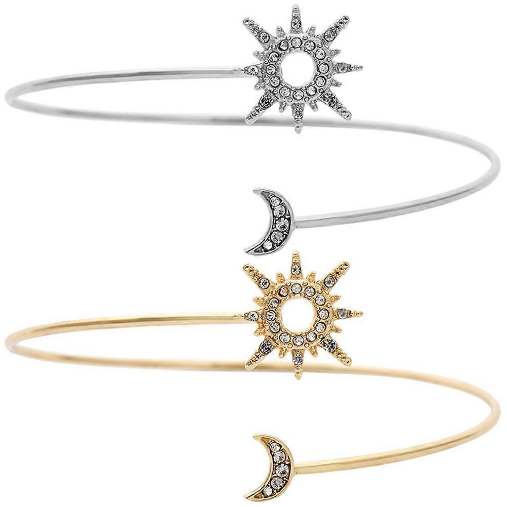 Sun and Moon Arm Jewelry for Women Stylish Upper Arm Bangles for Parties, Festivals & Daily Wear (2pcs)
