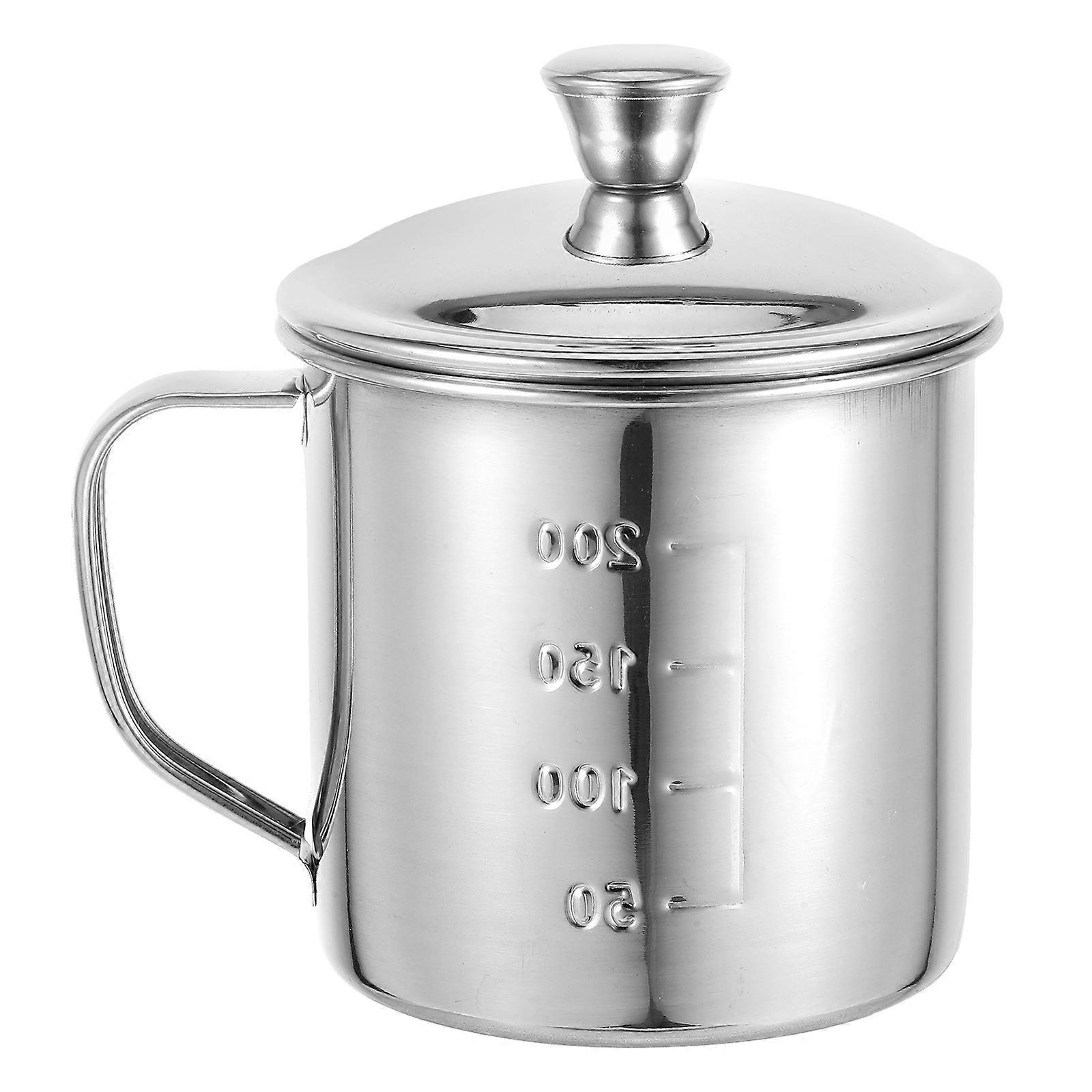 Stainless Steel Reusable Measuring Cup with Lid and Handle – Spill Resistant Mug for Camping, Hiking, Picnics, and Adult Use