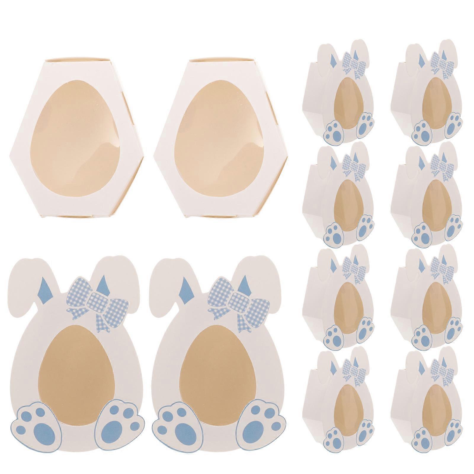 Bunny Goodie Box Easter Party Candy Container Blue Rectangular Storage 10Set