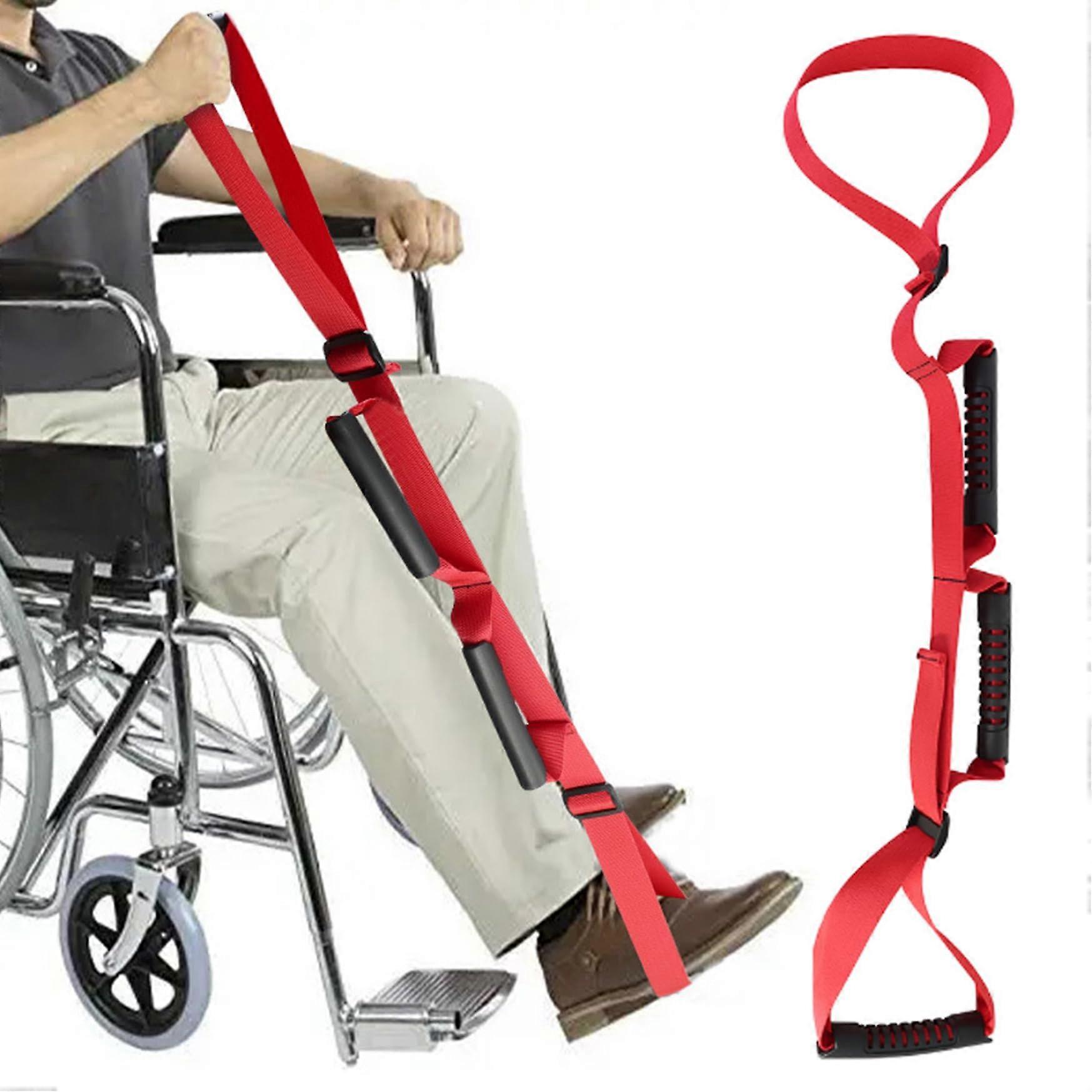 Adjustable Portable Leg Lifter Strap with Padded Handbone Foot Loop for Wheelchair, Bed, Car