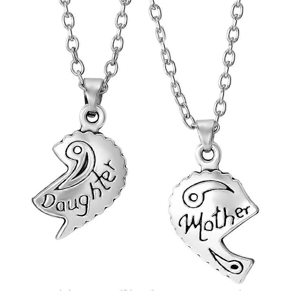 Stylish Matching Necklaces For Mother's Day To Celebrate The Bond Between Mother And Daughter With Heart-shaped Silver 1 Pair
