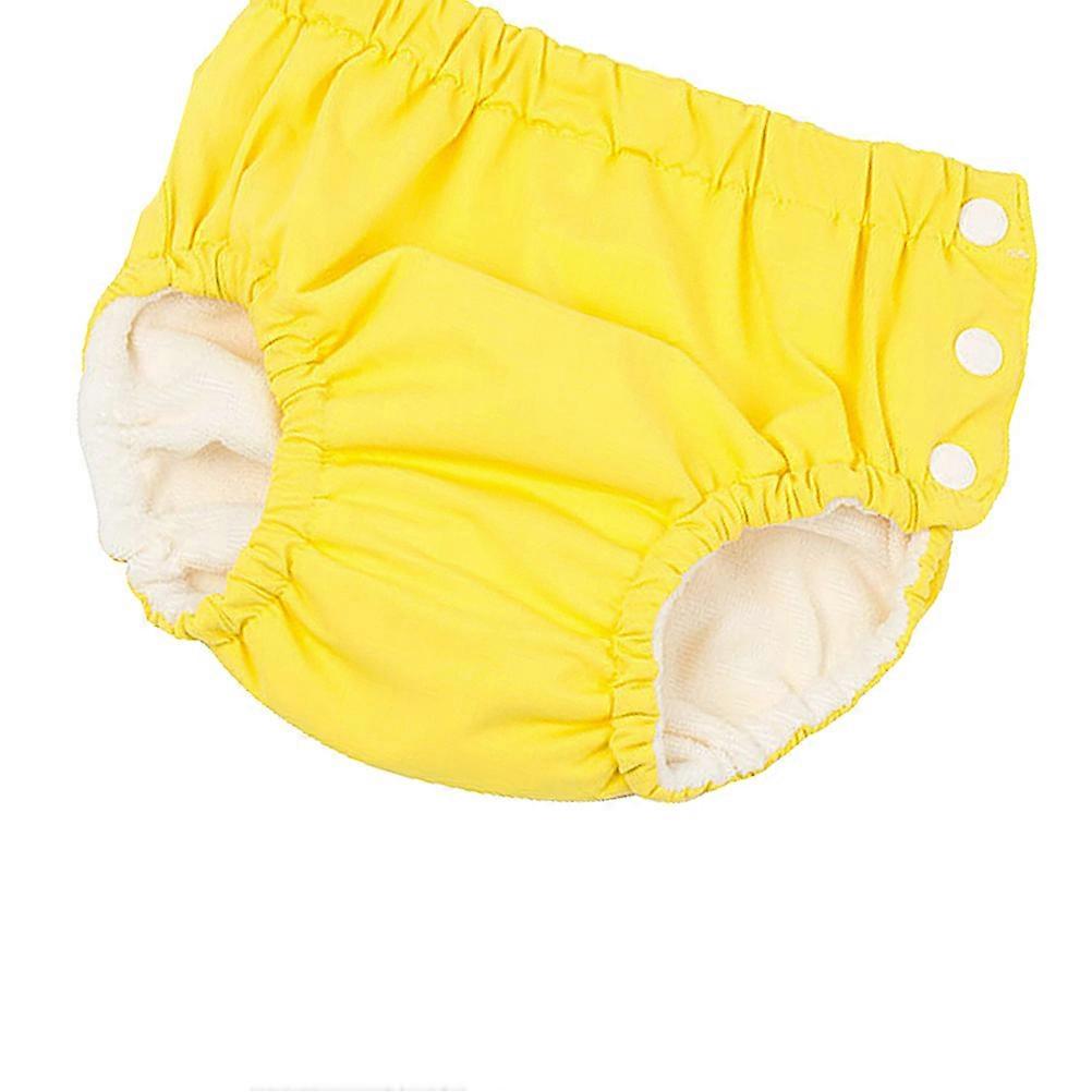 Baby Swimming Pants in Yellow Made of Polyester Material Waterproof Design with Cartoon Patterns and Elastic Waist 90cm