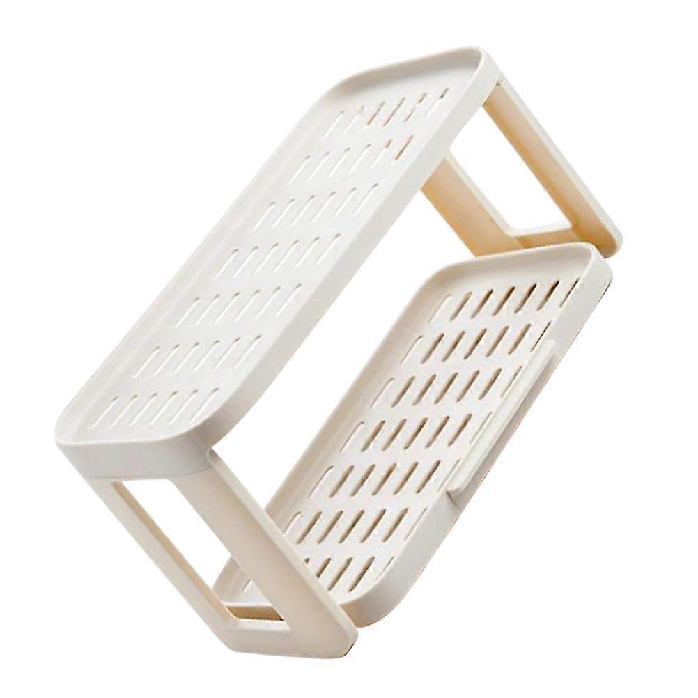 Condiment Storage Pot Countertop Spice Rack For Kitchen Counter 38X19.5CM Beige White 1Set