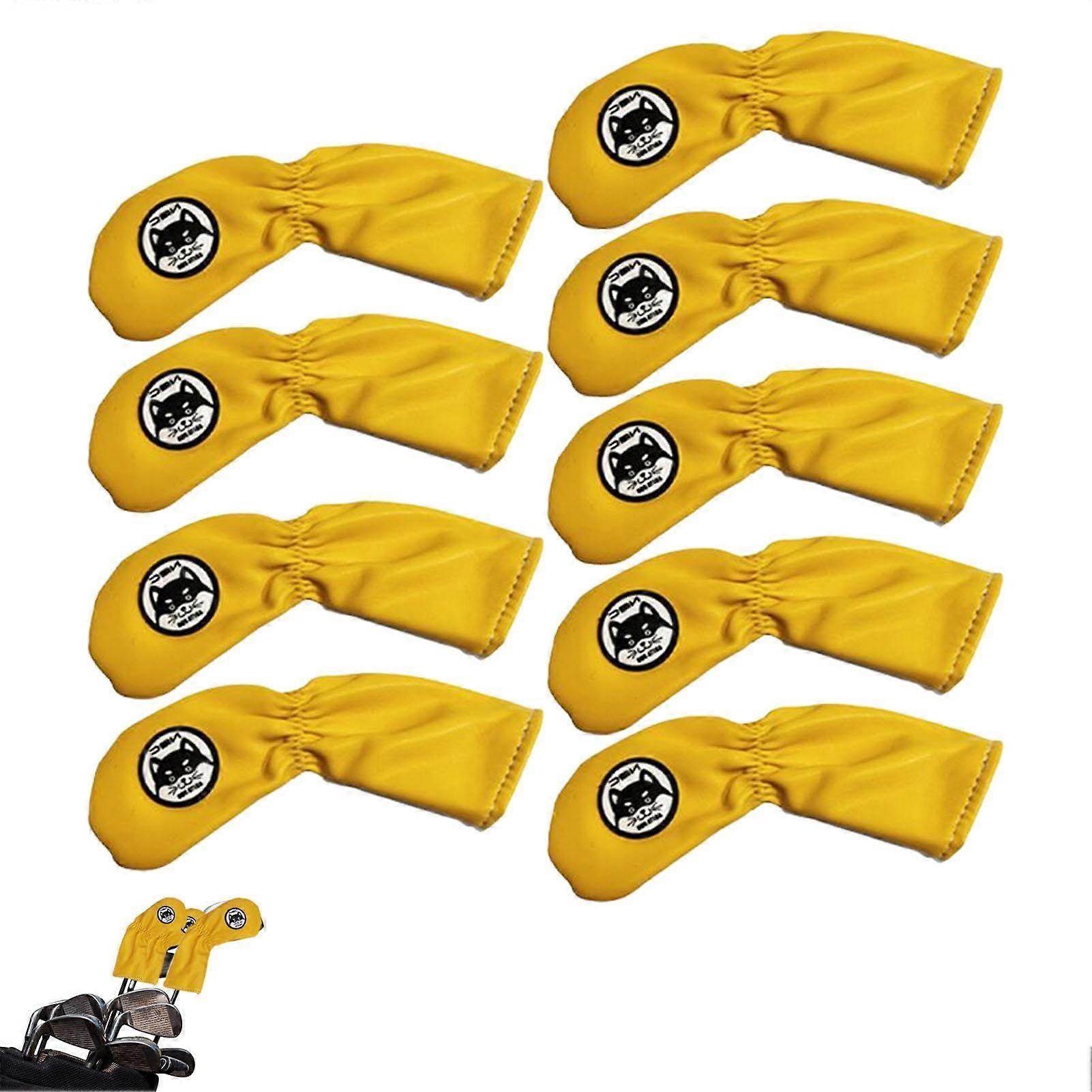 Iron Covers for Golf Clubs, 9 x Head Covers Set Number Alphabet Design for All Brands Yellow White