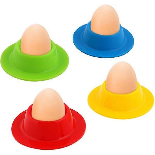 Colorful Silicone Egg Cups, Set of 4 Colored Silicone Egg Cups, Portable