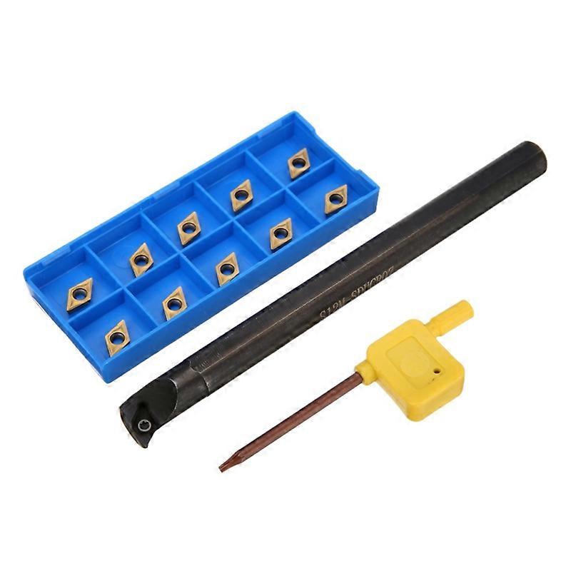 Detail 12Pcs Carbide Inserts + S12M-Sducr07 Boring Bar 150Mm With Wrench For Cnc Lathe Internal Tool Turning