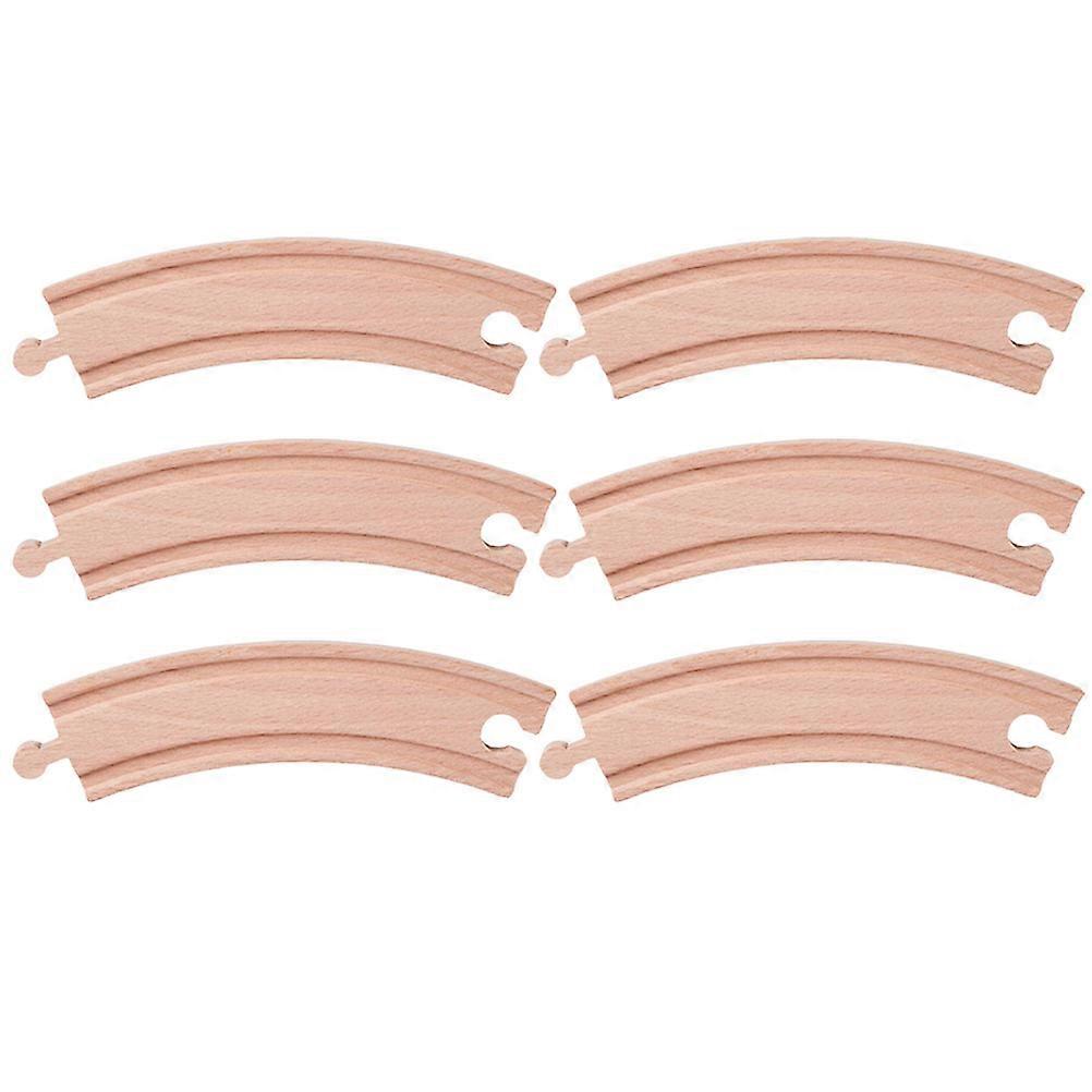6pcs Children's Train Tracks Accessories Wooden Train Tracks Assemble Blocks