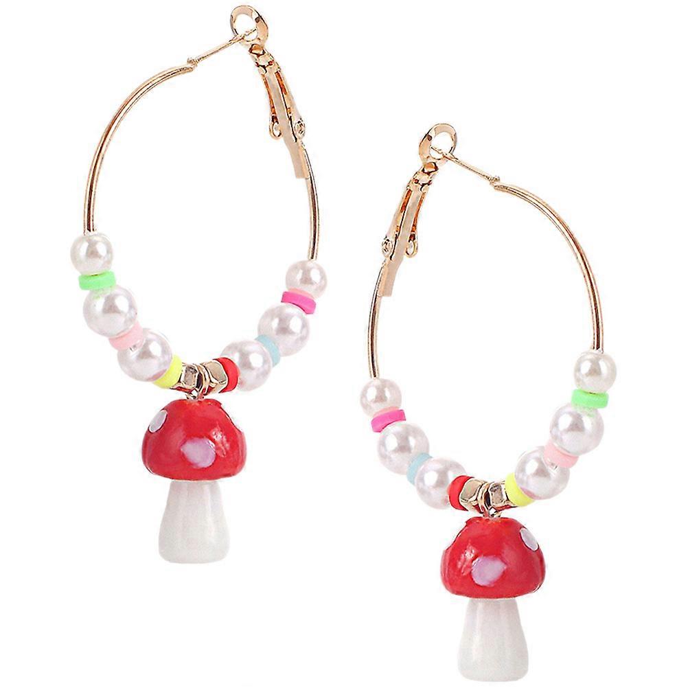 Mushrooms Earrings Simple Minimalist Style Casual Wear 8x6CM Alloy Material Secure Clasp 1 Pair