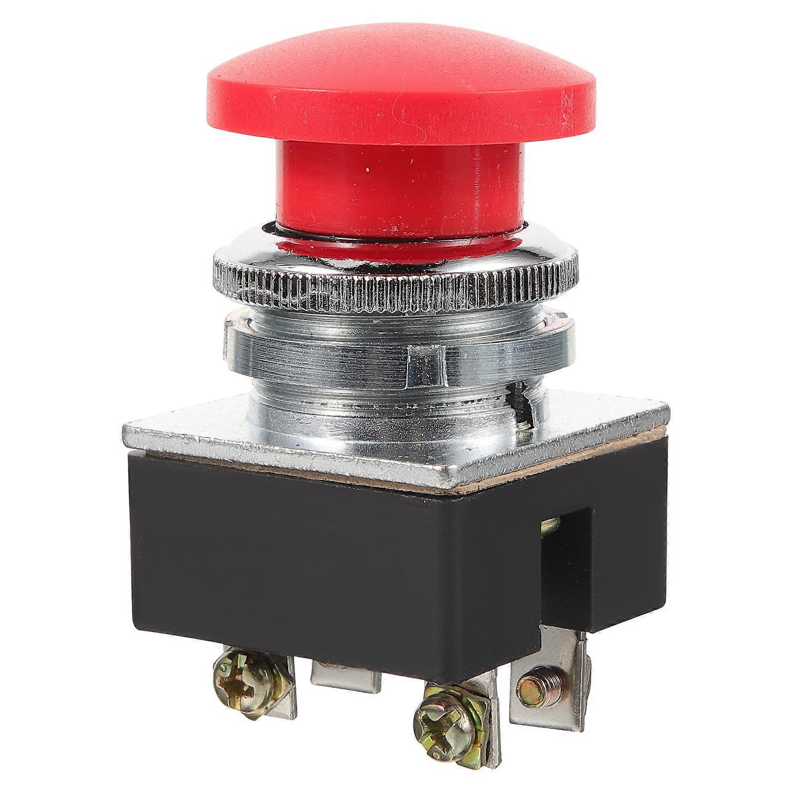 30mm Diameter Push Button Control Device For Electrical Equipment Red Mushroom Head Design 1Pcs