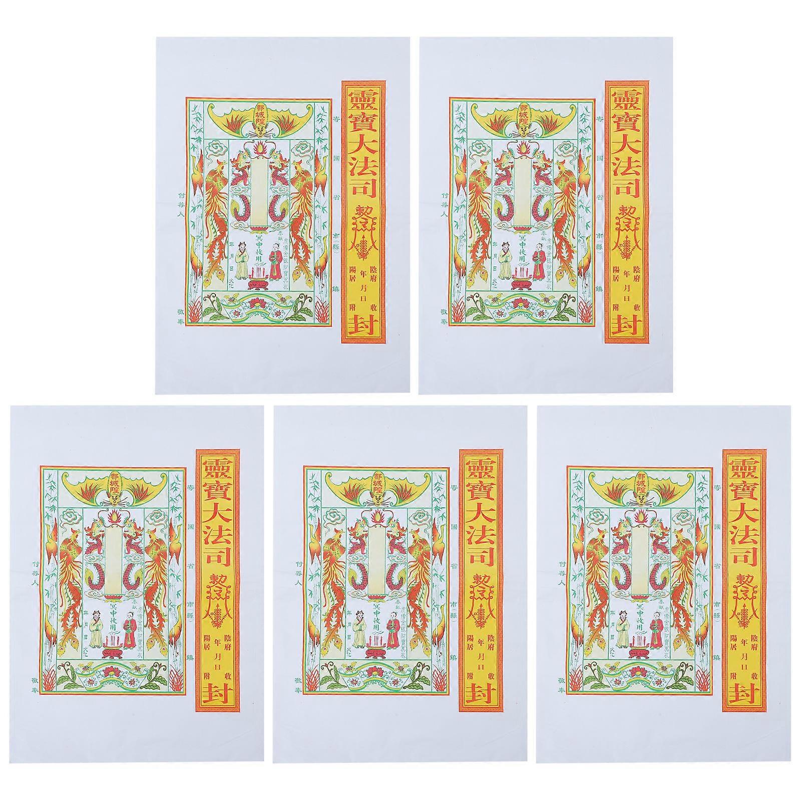 5pcs Paper Money Envelopes for Ancestor Worship Sacrificial Use Festival Envelopes for Storing Fake Paper Money Pouches to Burn