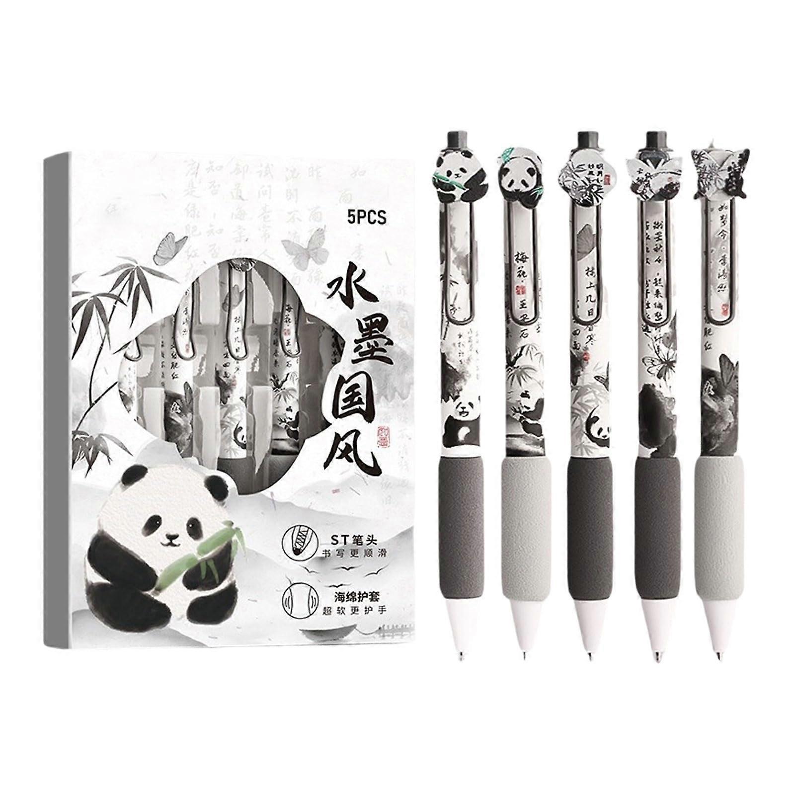 Pack of 5 Retractable Cartoon Gel Pens 0.5mm Tip Quick Drying Smooth Writing for Journaling School and Office Use