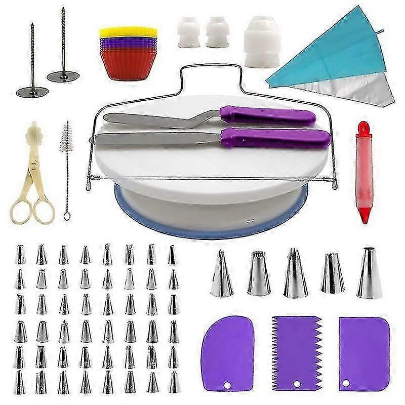 106pcs Multi-function Cake Decorating Set Cake Turntable Kit Pastry Tube Fondant Diy Tools