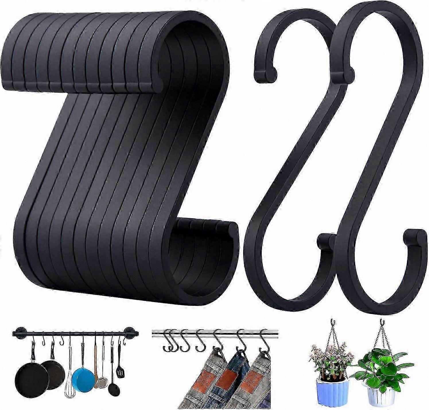 Black Matte S-Hooks for Hanging, 12-Pack