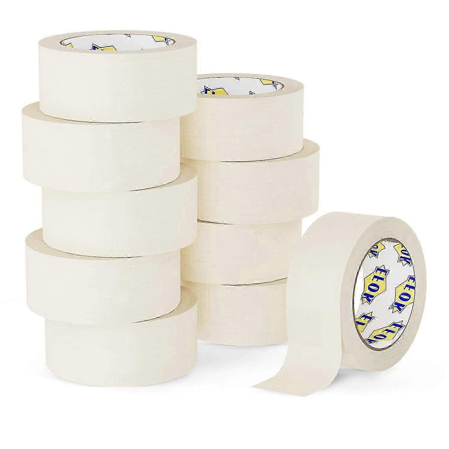 2-Inch Wide Masking Tape - 10 Rolls for Drafting, Packing & Labeling - Versatile Adhesive Tape for Crafting & Office Use