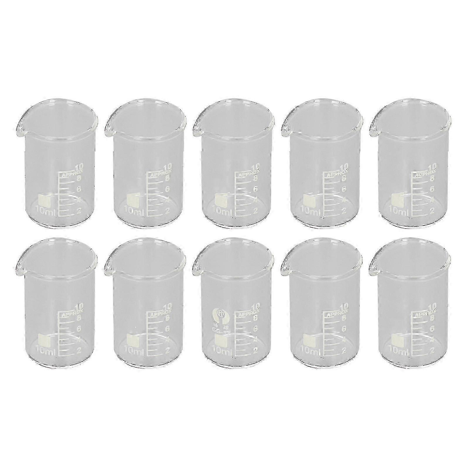 10pcs Beaker Borosilicate Glass Clear Scale Laboratory Beaker For Academic Industrial Experiment 10ml