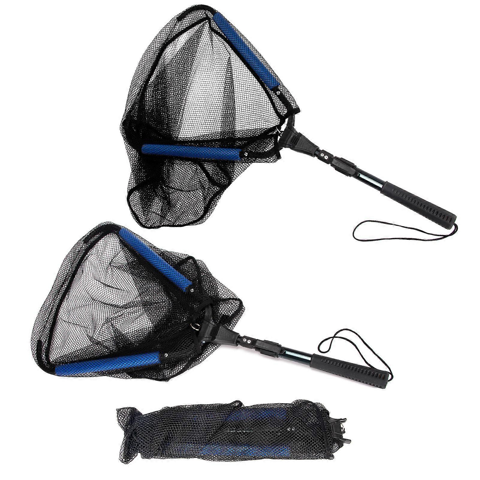 Floating Fishing Landing Net with Telescoping Handle, Lightweight Foldable Pole for Fish Catch and Release, Easy Storage