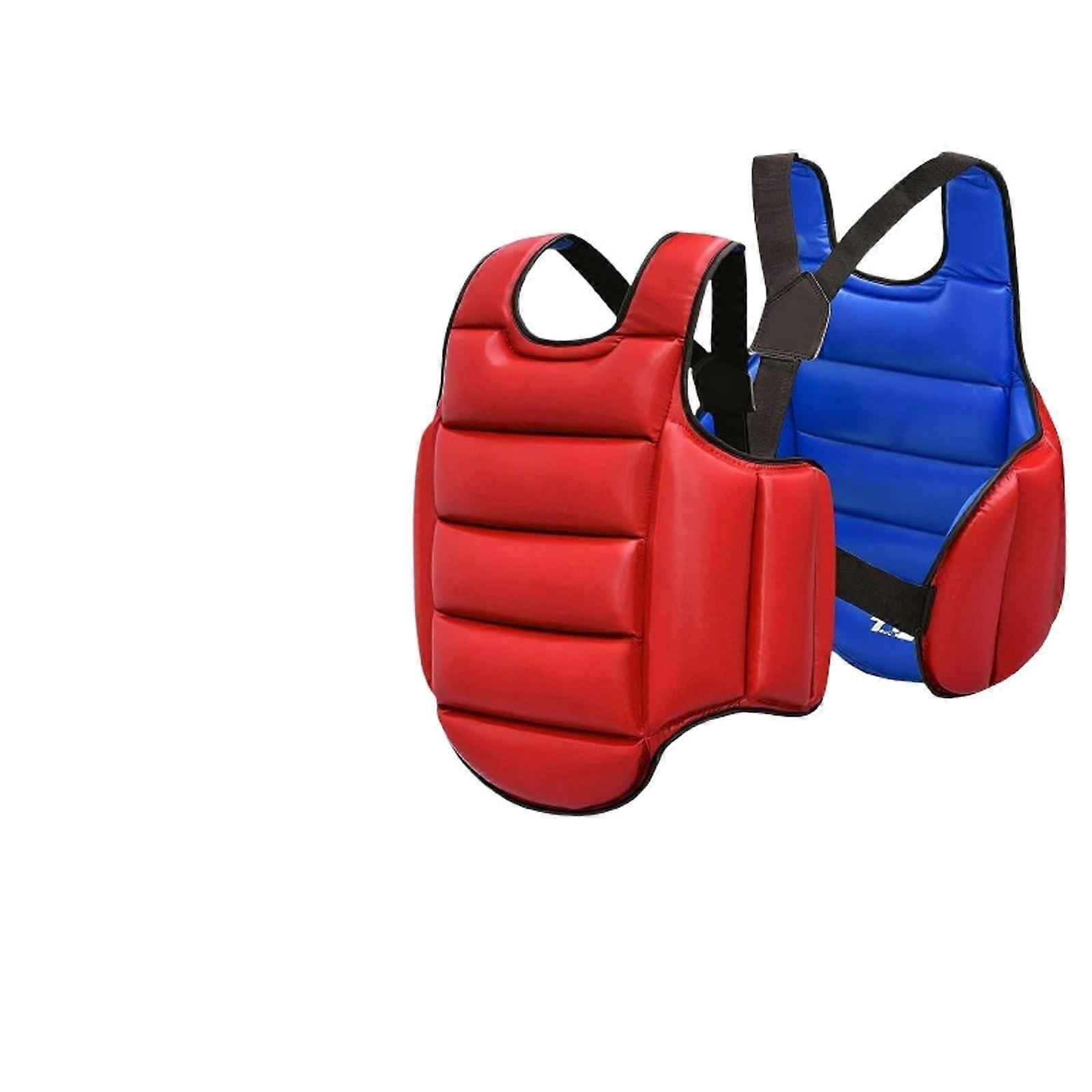 Boxing Chest Guard Kickboxing Muay Thai Body Protector, Training Heavy Punching, Adjustable Strike Shield Red XL