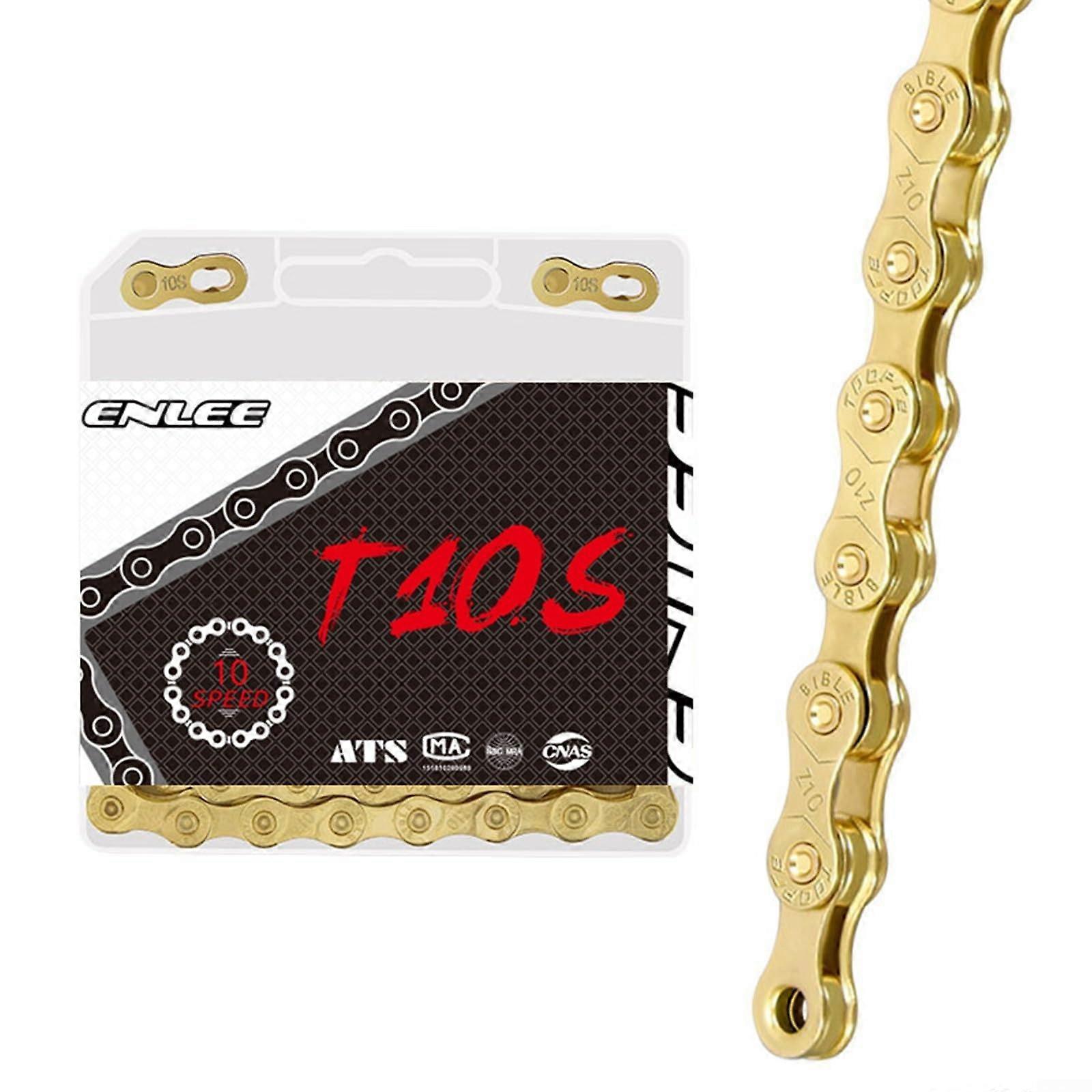 Weatherproof Design Anti Rust 10 Speed Gold Mountain Bike Chain, 1/2" x 11/128", Compatible with Road Bikes