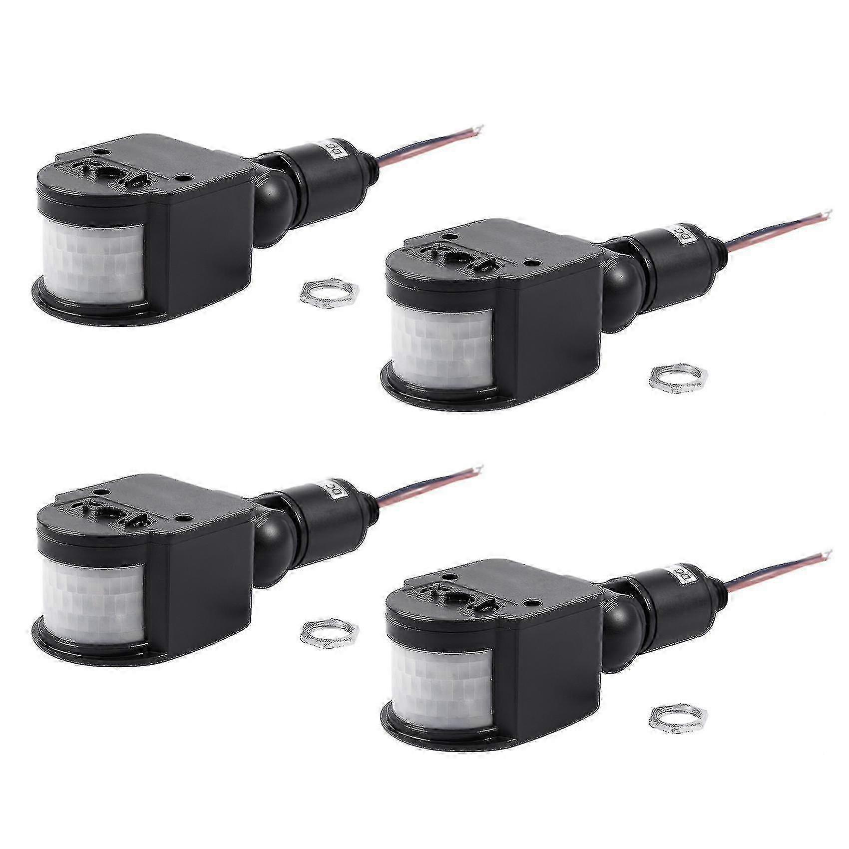 4x Outdoor 12v Dc Automatic Infrared Pir Motion Sensor Switch For Led Light, Black Xxf hwy