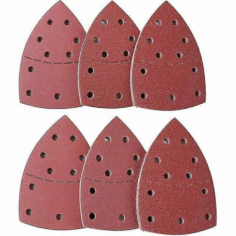 60-Pack Sanding Sheets, Triangle Sandpaper with 11 Holes, Grit 40-240, Compatible with Multi-Function Sanders